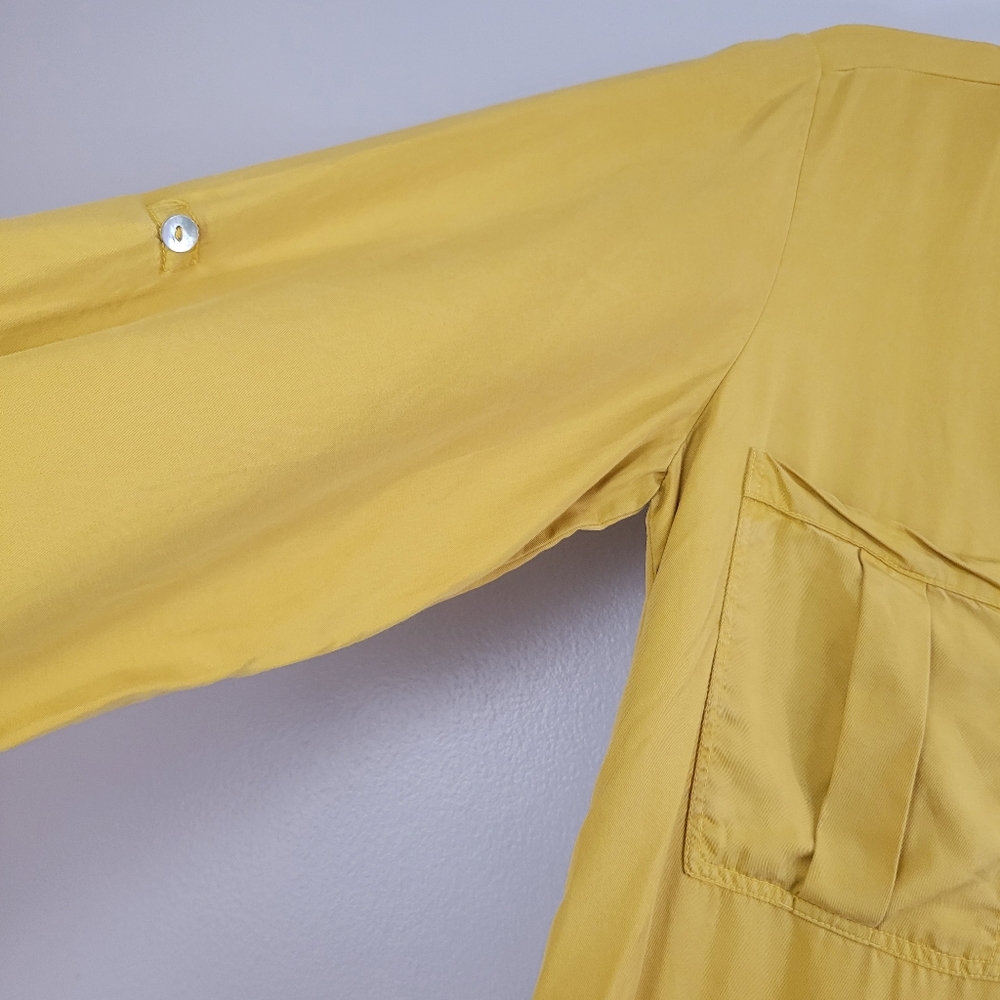 Zara Mustard Yellow Drop Waist Button Front Ruffl… - image 7